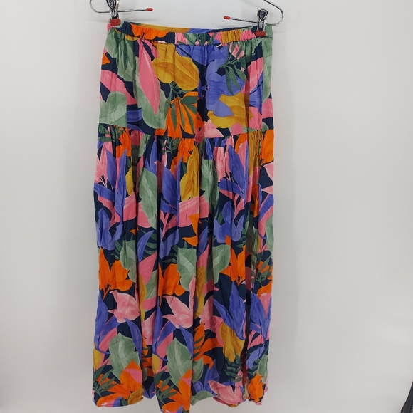 Abel the label Leonard Floral Leaf Maxi Skirt Slits Size Small - Picture 3 of 7